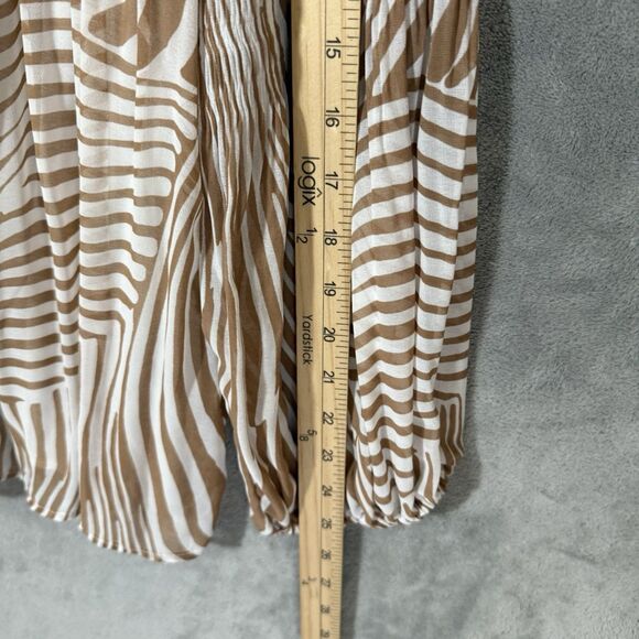 Chicos Tunic Top 2XL Size 4 Beige Babydoll Balloon 3/4 Sleeve Striped Flowy - Picture 6 of 11